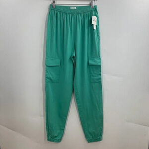 Abound Women's Elastic Waist Pull-On‎ Cargo Jogger Pants Green Marine Size M NWT
